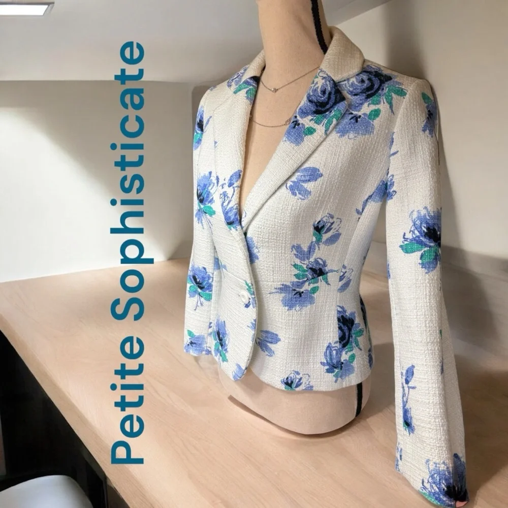 Petite Sophisticate-NWT Size 6 stunning woven cotton floral blazer. Lined. New! - Picture 8 of 16